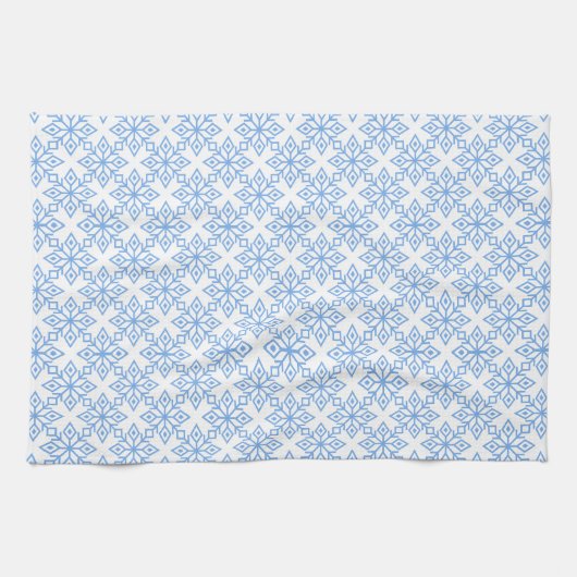 Snowflake Motif bleu clair et blanc serviette (Horizontal)