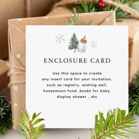 Snowflake Mountain Winter Baby shower Aangepast Informatiekaartje