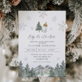 Snowflake Mountain Winter Baby shower Kaart