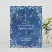 Snowflake Navy Blue en Silver Winter Baby shower Kaart (Staand voorkant)
