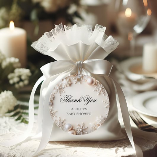 Snowflake Neutraal Baby shower Dank u Bedankjes Labels