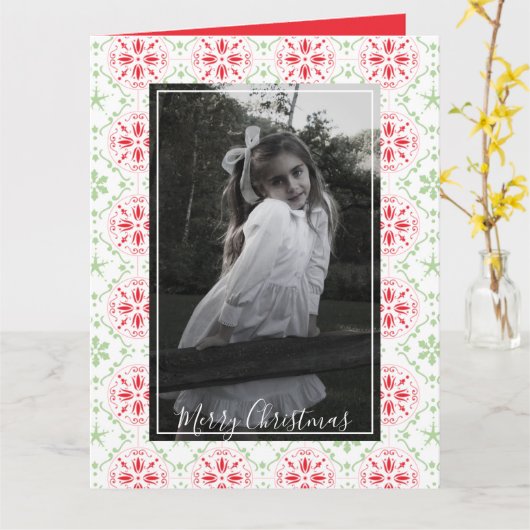 Snowflake Noël Carte photo Elegant 1 Photo (Fleur jaune)