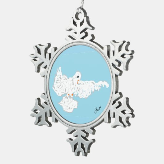 Snowflake omhuld versiering: witte dove tin sneeuwvlok ornament (Rechts)