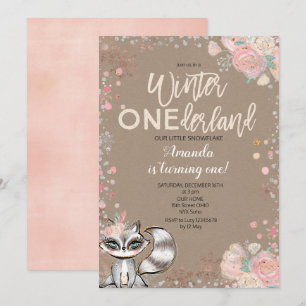 Snowflake ONEderland 1st Birthday Uitnodiging
