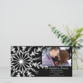 Snowflake op Black Winter Weddenschap Save The Date (Staand voorkant)
