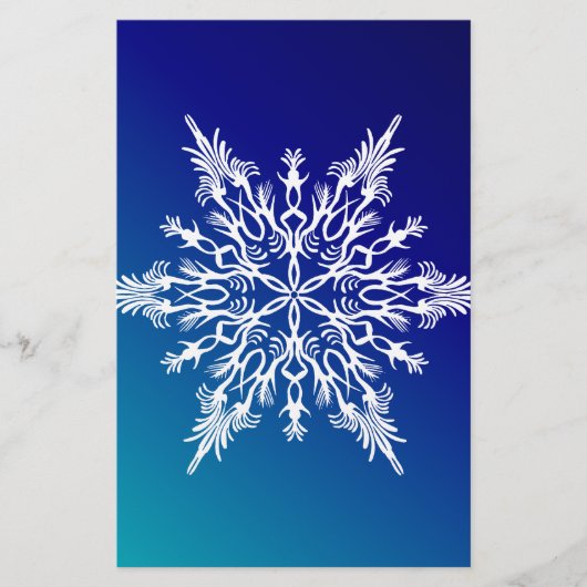 SNOWFLAKE op blauw Briefpapier (Voorkant)