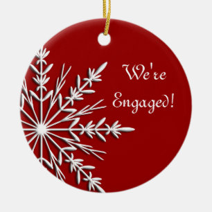 Snowflake op Red Verloving Ornament