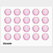 Snowflake op roze envelopzegel ronde sticker (Vel)