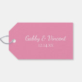 Snowflake op roze winterfeestjes cadeaulabel (Achterkant Horizontaal)