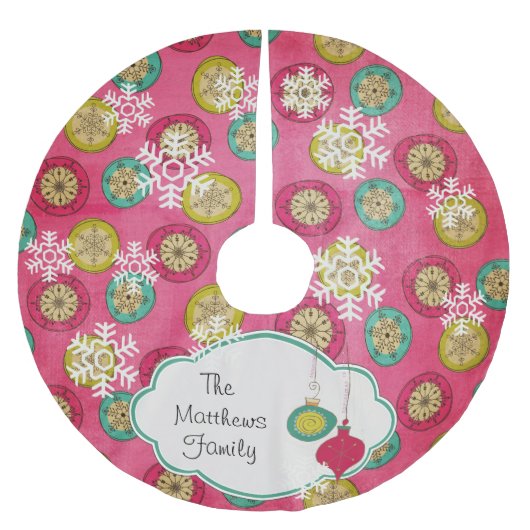  Snowflake Orbs Custom Holiday Tree Skirt Kerstboom Rok (Voorkant)