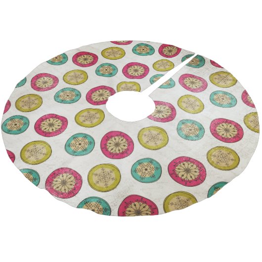 Snowflake Orbs op White Holiday Tree Skirt Kerstboom Rok (Gekanteld)