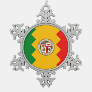 Snowflake Ornament met Los Angeles Flag