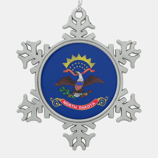Snowflake Ornament met vlag van North Dakota (Voorkant)