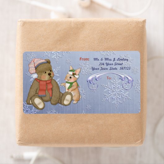 Snowflake Ours & Bunny Étiquette d'expédition (En situation)