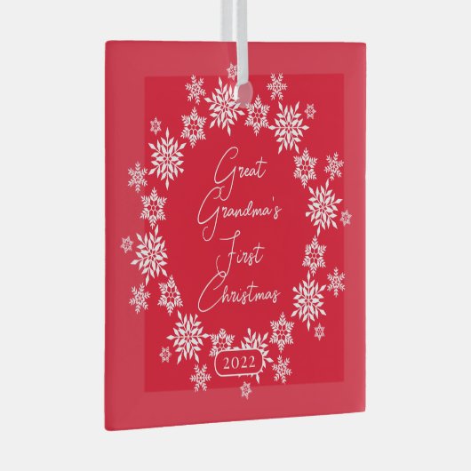 Snowflake Overgrootmoeder Eerste Kerstmis Glas Ornament (Voorkant Rechts)