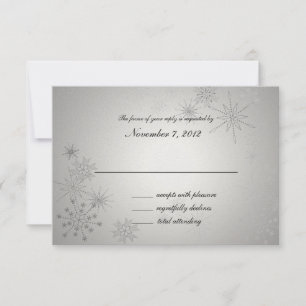 Snowflake Pareltjes Silver Wedding Response RSVP Kaartje