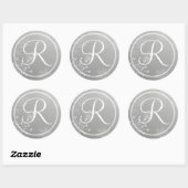 Snowflake Pareltjes Zilver/Monogram Ronde Sticker (Vel)