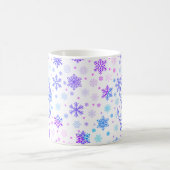 Snowflake Pastel Pink and Blue Elegant Monogrammen Koffiemok (Center)