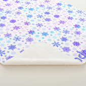 Snowflake Pastel Roze en Blue Custom Name Elegant Sherpa Deken (3/4)