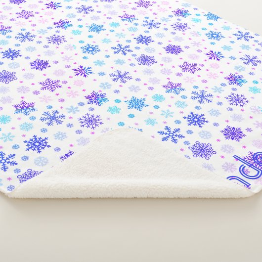 Snowflake Pastel Roze en Blue Custom Name Elegant Sherpa Deken (3/4)