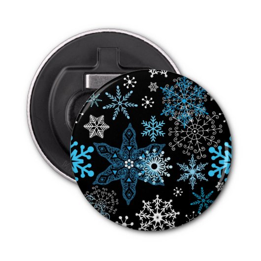 Snowflake patroon button flesopener (Voorkant)