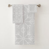 Snowflake patroon - grijs en wit. bad handdoek (Insitu)