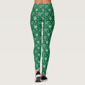 Snowflake Patroon met groen en wit kerstfeest Leggings (Achterkant)