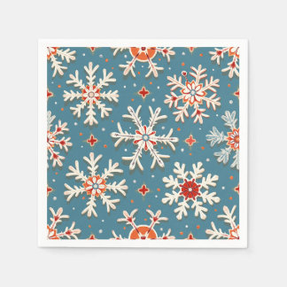 Snowflake Patroon servet met blauwe achtergrond
