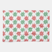 Snowflake Patroon voor rode en groene Waterverf 2 Theedoek (Horizontaal)