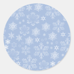 Snowflake Patroon, witte sneeuwvlokken, sneeuw, wi Ronde Sticker