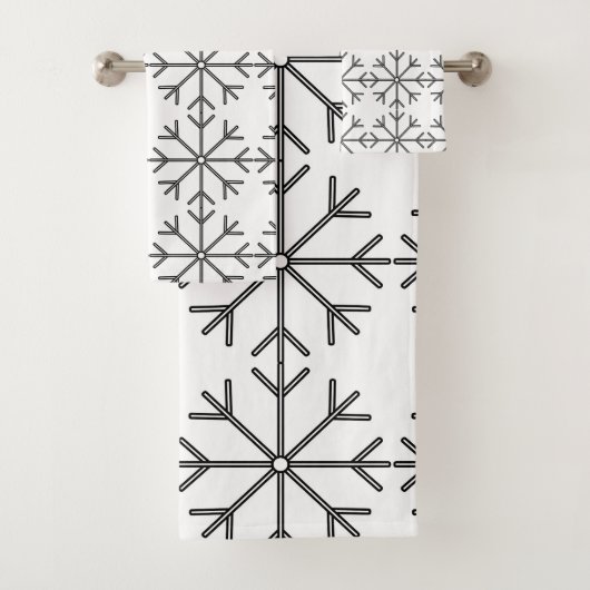 Snowflake patroon - zwart-wit. bad handdoek (Insitu)