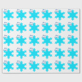 Snowflake Pattern Blue White Merry kerst Cadeaupapier (Vlak)