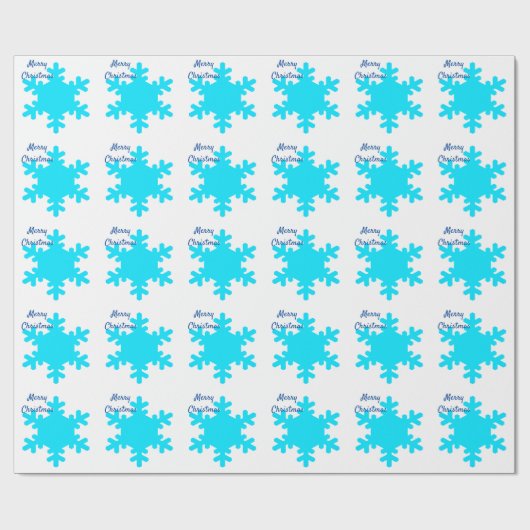 Snowflake Pattern Blue White Merry kerst Cadeaupapier (Vlak)