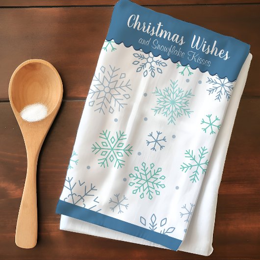 Snowflake Pattern Kerstwensen  Theedoek