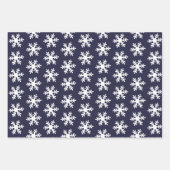 Snowflake Pattern Navy Blue White Holiday Inpakpapier Vel (Voorkant 2)
