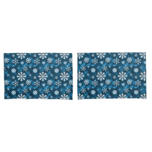 Snowflake Pattern On Wintery Blue Background Kussensloop (Voorkant-Set)