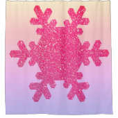 Snowflake Pattern PInk Paars Glitter Cute Girly Douchegordijn (Voorkant)