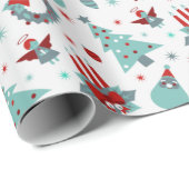 Snowflake Pattern Red Santa Kerstmis Cadeaupapier (Rol Hoek)