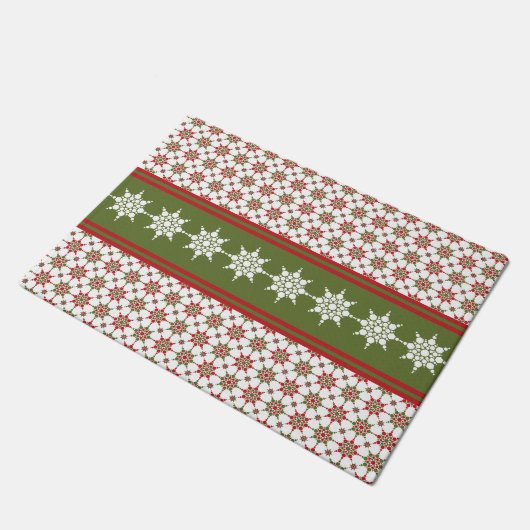 Snowflake Pattern Winter Theme Holiday Kerstmis Deurmat (Schuin)