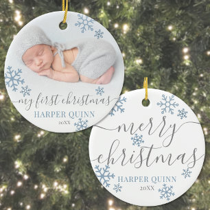 Snowflake Photo Boy Baby Mijn eerste kerst Keramisch Ornament