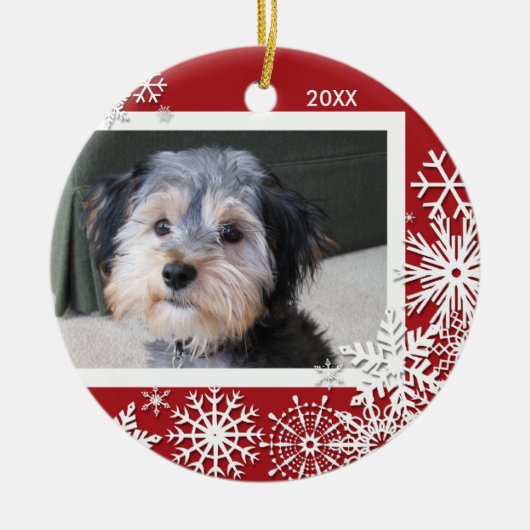 Snowflake Photo Lijst voor kerstmis Keramisch Ornament (Voorkant)