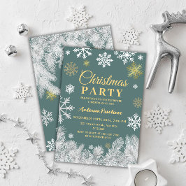 Snowflake Pine Elegant Corporate Christmas Party Kaart