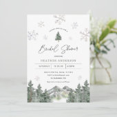 Snowflake Pine Winter Bridal Shower Kaart (Staand voorkant)