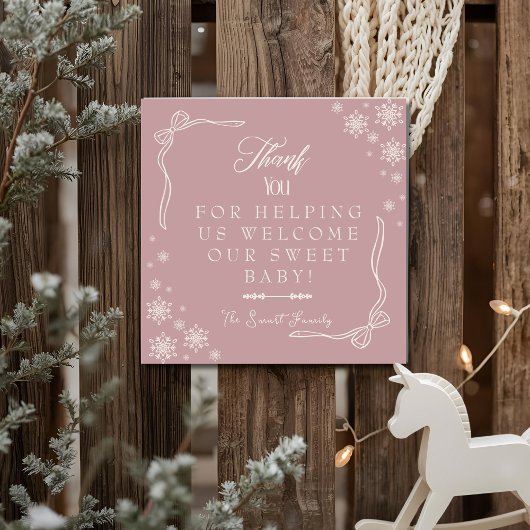 Snowflake Pink Labor & Delivery NICU Hospital Bedankkaart