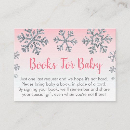 Snowflake Pink & Silver Baby Book Demande Cartes (Devant)