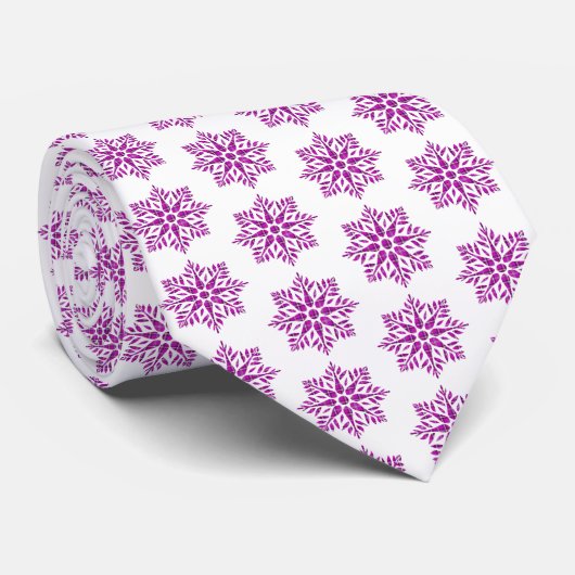 Snowflake Plaid Pattern Pink Holiday Neck Tie Stropdas (Opgerold)