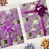 Snowflake Plum Bling 3 Foto Collage Kerstmis Cadeaupapier
