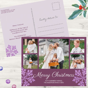 Snowflake Plum Bling 5 Familie Foto Kerstmis Feestdagenkaart