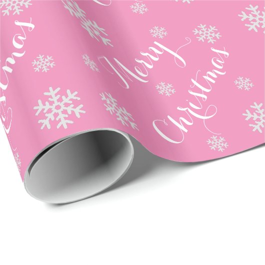 Snowflake prettig kerstpapier in roze vorm cadeaupapier (Rol Hoek)