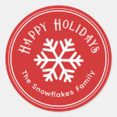 Snowflake Prettige feestdagen Red Sticker (Voorkant)